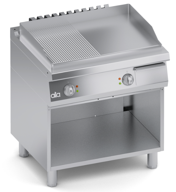 ATA elektrinė kepimo plokštuma lygiu/rifliuotu paviršiumi su stovu C2EFR10VV